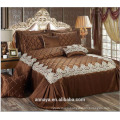 luxury wedding quilted bedspreads set with lace,high quality